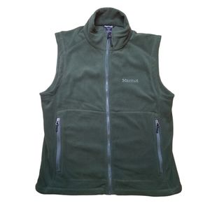 MARMOT polartec fleece zip vest dark green mens L